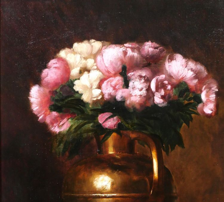 Guillaume ALAUX 1856-1912 Still life of flowers (peonies), painting, circa 1890-1900