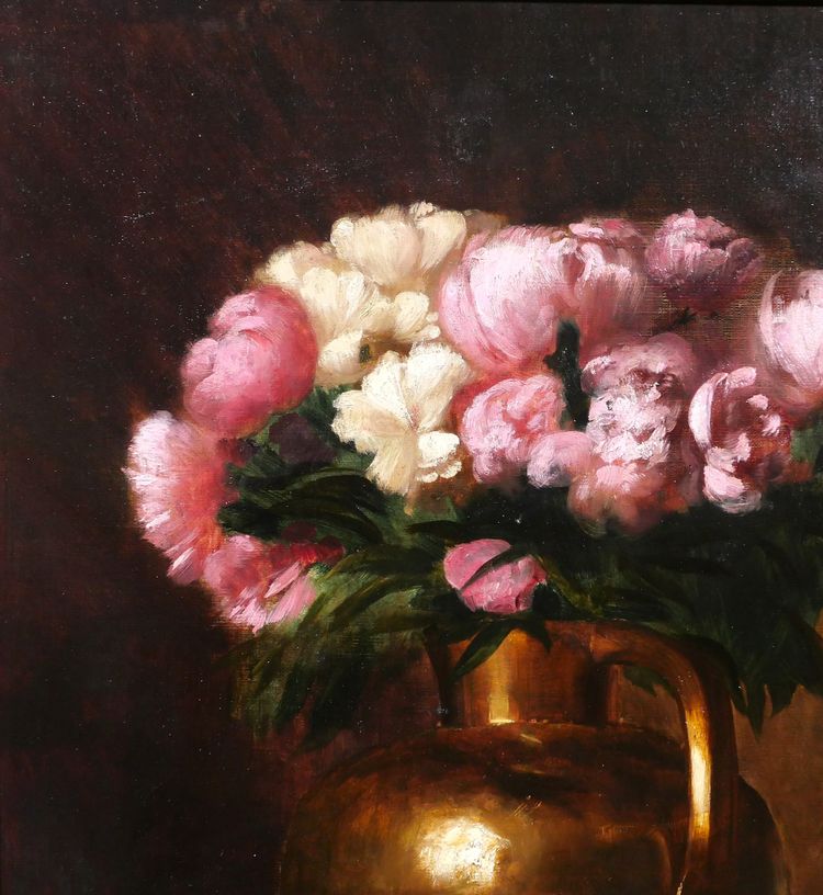 Guillaume ALAUX 1856-1912 Still life of flowers (peonies), painting, circa 1890-1900