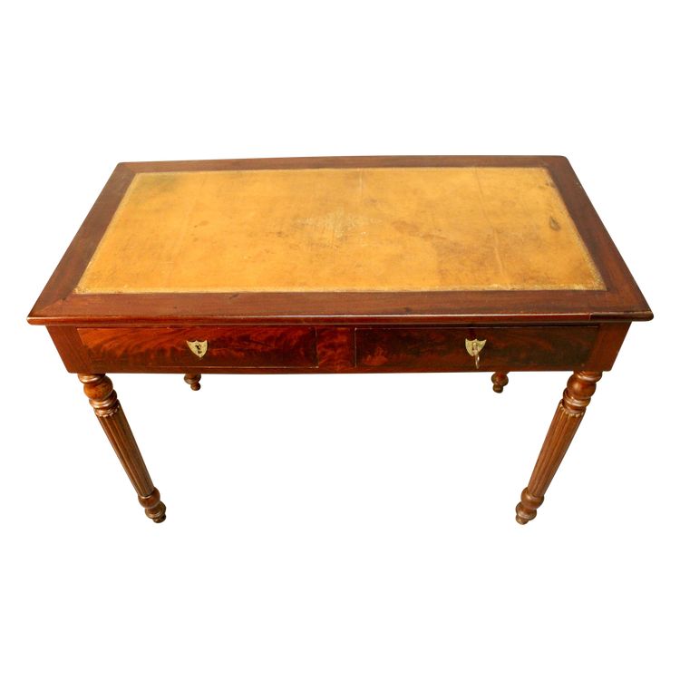 19th Century Mahogany Desk with Leather Top