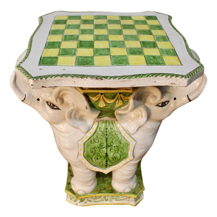 Double Elephant Ceramic Checkered Saddle