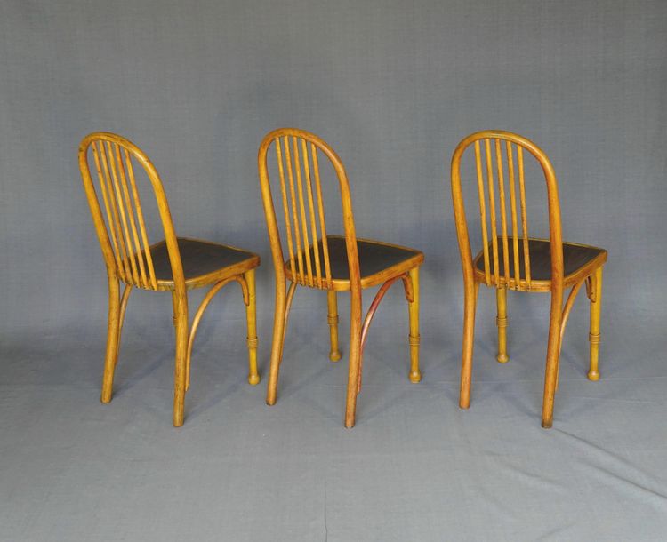 Set di 3 sedie da bistrot Thonet Mundus 1930, art déco, n. A 643