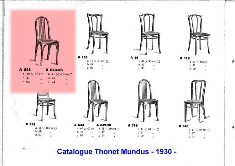 Set di 3 sedie da bistrot Thonet Mundus 1930, art déco, n. A 643