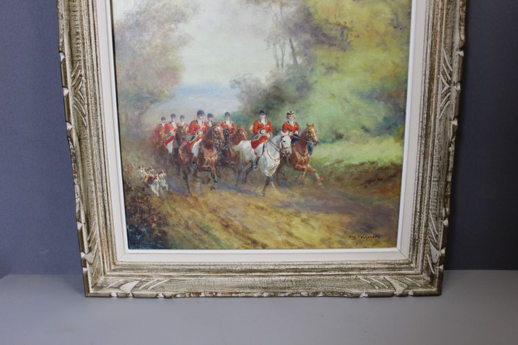 Oil on canvas Hunting at Court by Eugène Péchaubes circa 1930