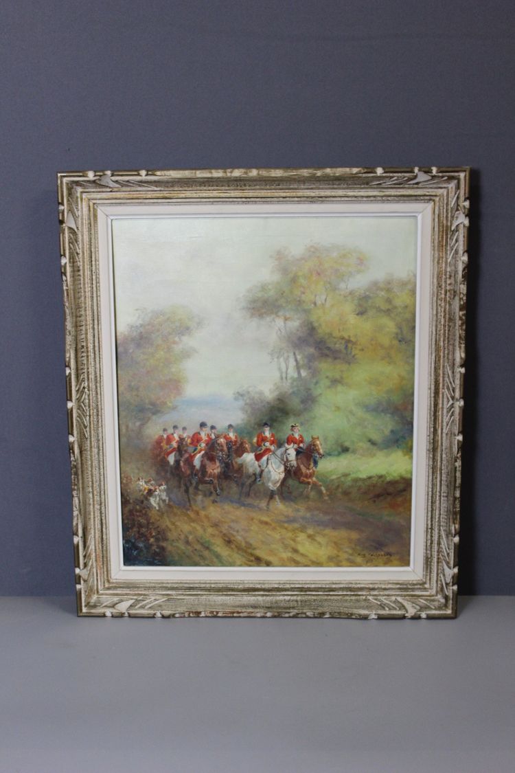 Oil on canvas Hunting at Court by Eugène Péchaubes circa 1930