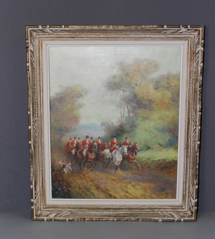 Oil on canvas Hunting at Court by Eugène Péchaubes circa 1930