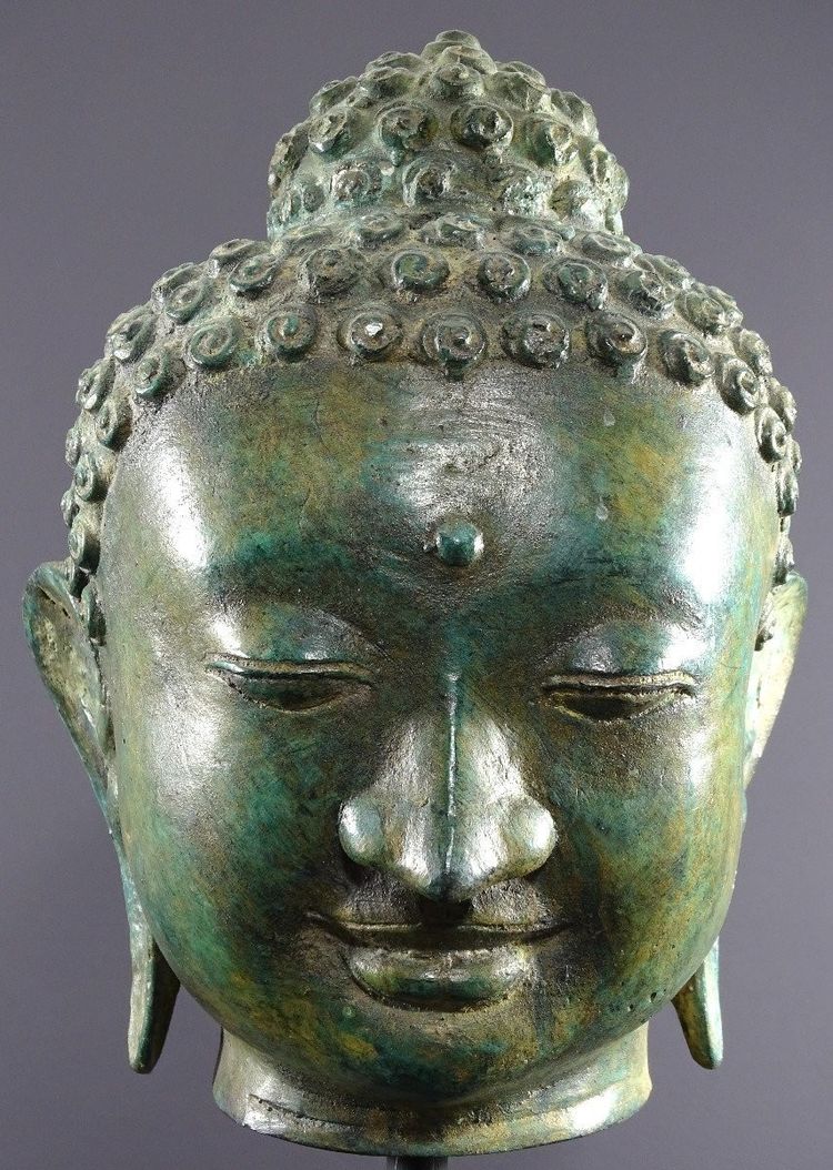 Thaïlande, Années 1920/1930, Grande Tête De Bouddha En Bronze Dans Le Style Ayuttaya.