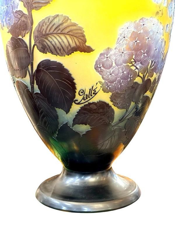 Vaso monumentale Art Nouveau "Ortensie" di Emile Gallé