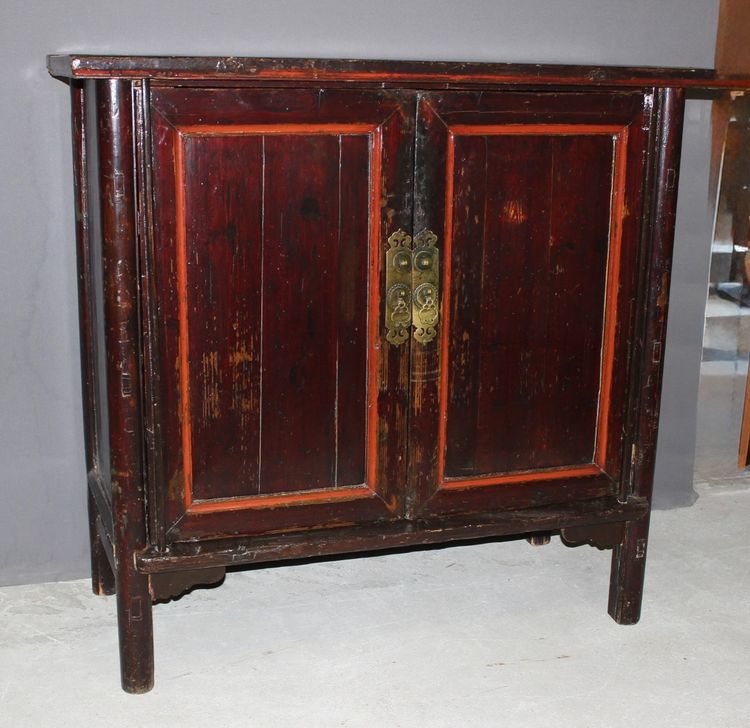 Chinese Lacquered Wood Wardrobe Circa 1900