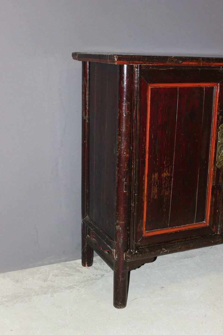 Chinese Lacquered Wood Wardrobe Circa 1900