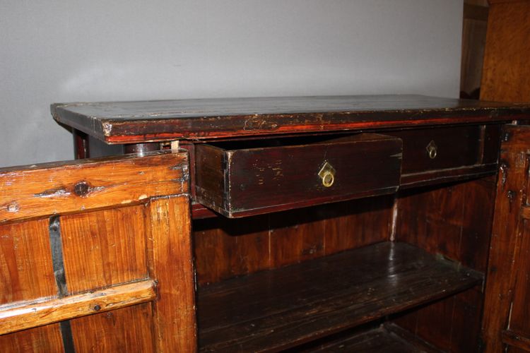 Chinese Lacquered Wood Wardrobe Circa 1900