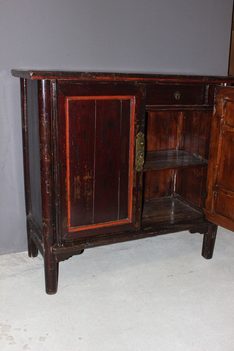 Chinese Lacquered Wood Wardrobe Circa 1900