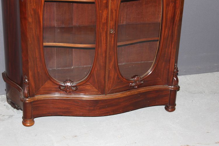 Napoleon III Curved Mahogany Display Case About 1880