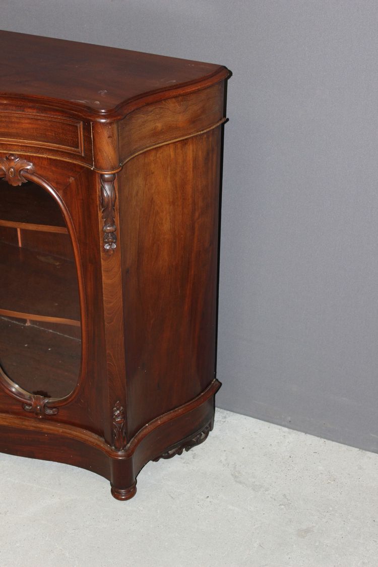 Napoleon III Curved Mahogany Display Case About 1880