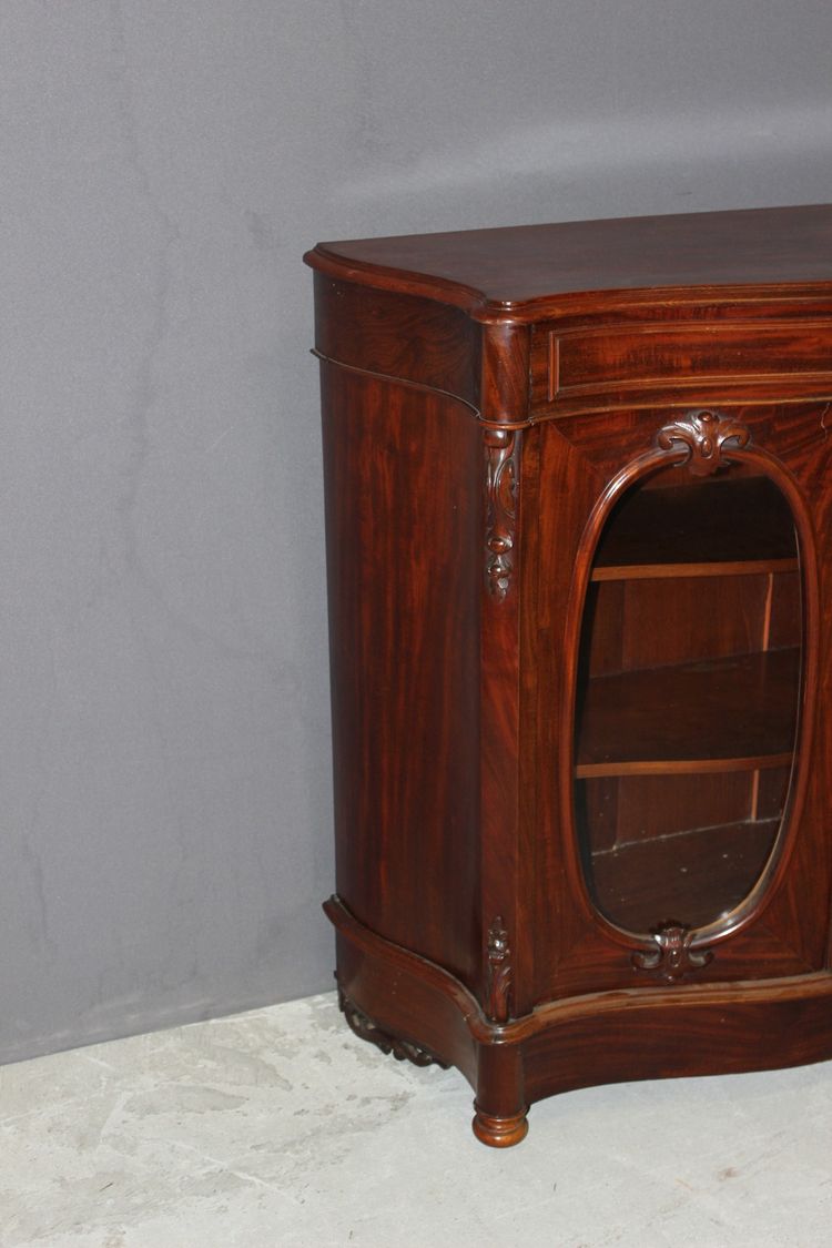 Napoleon III Curved Mahogany Display Case About 1880