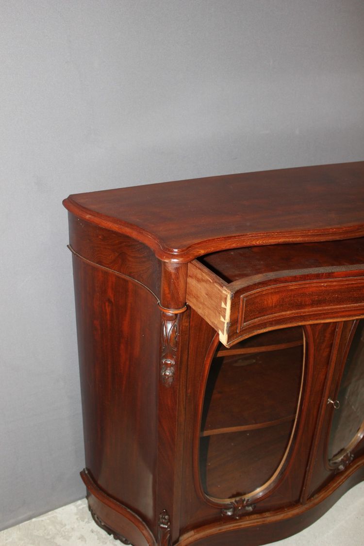 Napoleon III Curved Mahogany Display Case About 1880