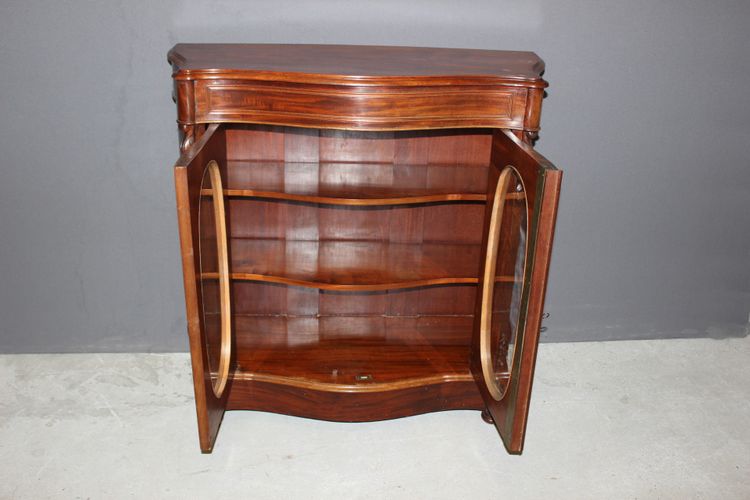 Napoleon III Curved Mahogany Display Case About 1880