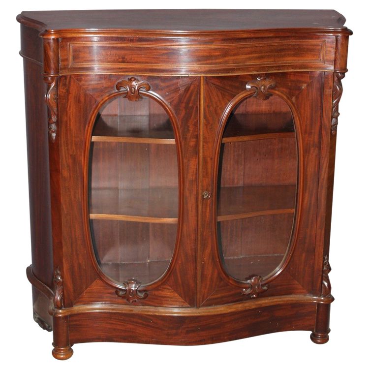 Napoleon III Curved Mahogany Display Case About 1880