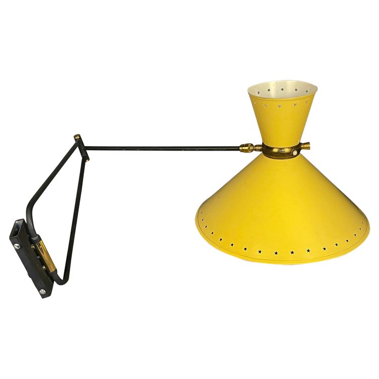 Applique, lampe potence Diabolo René Mathieu Lunel tôle étoiles design XXème