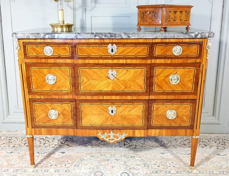 Louis XVI chest of drawers stamped M. Ohneberg