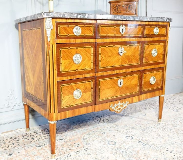 Louis XVI chest of drawers stamped M. Ohneberg