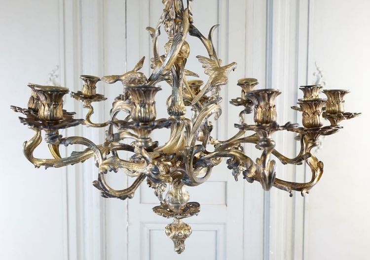 Lustre De Style Louis XV En Bronze Doré