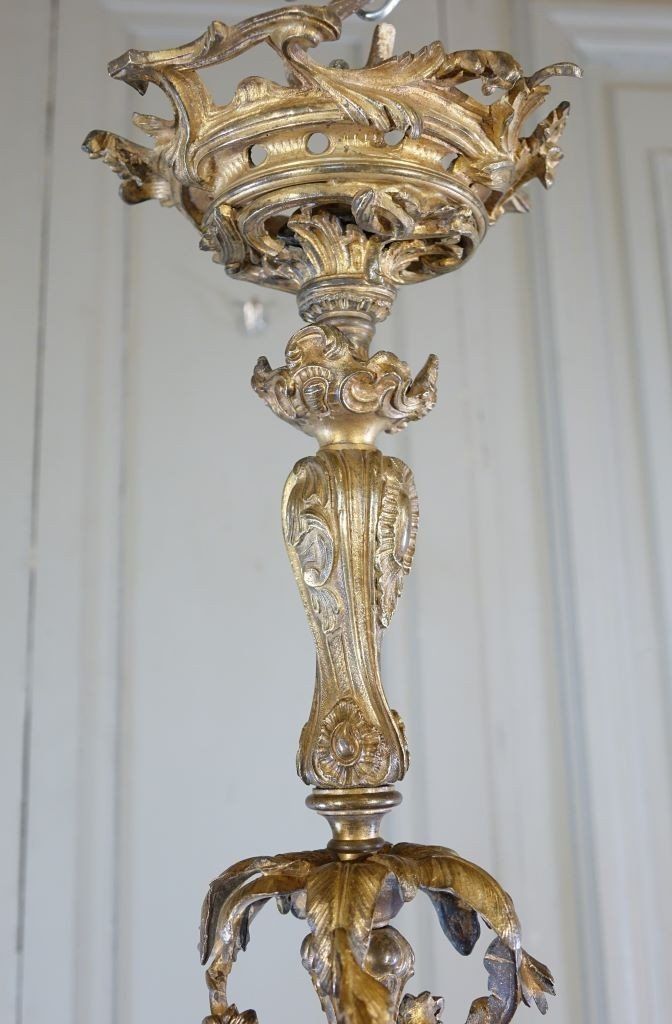 Lustre De Style Louis XV En Bronze Doré