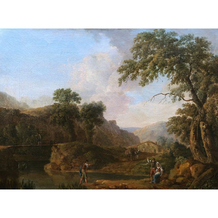 Attributed To Jean-joseph-xavier Bidault, Lively Mountain Landscape With Watercourse