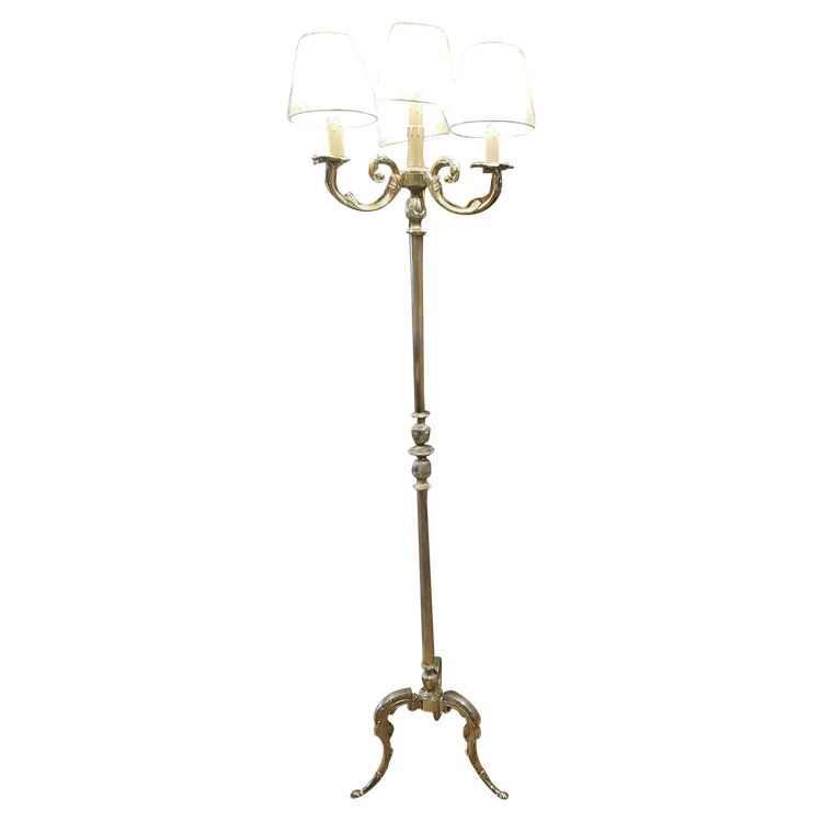 Solid gilt bronze floor lamp in the Louis XVI style - Early 20th century