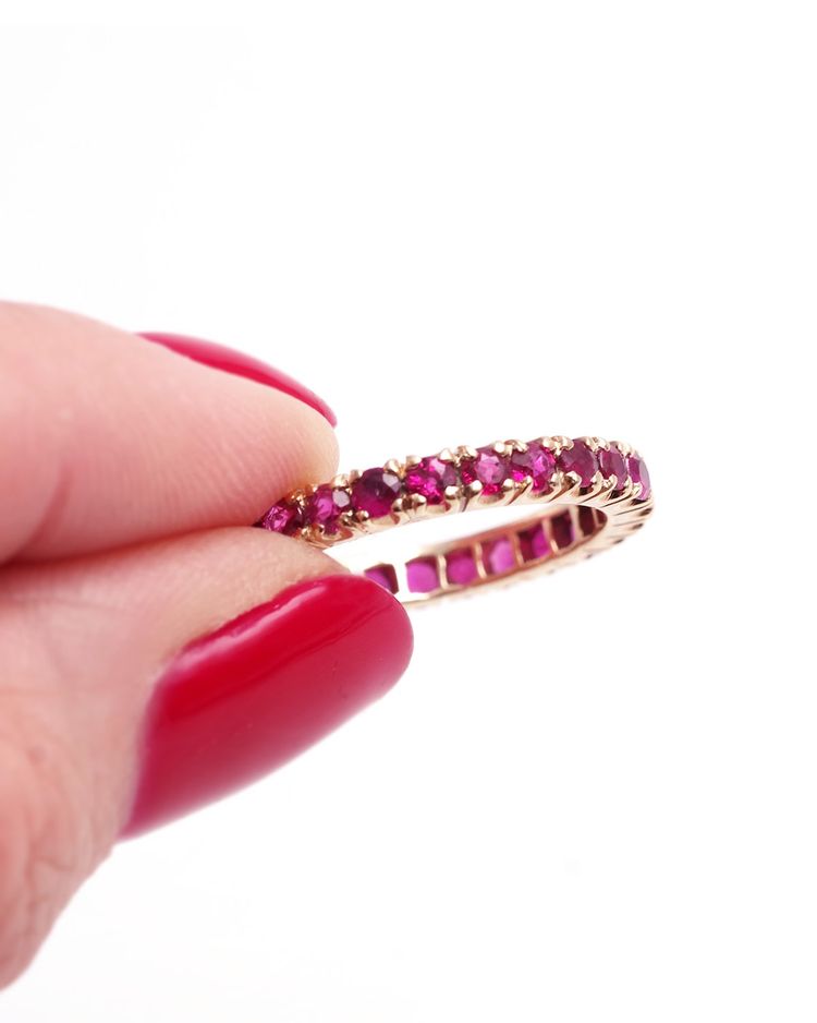 Eternity ruby wedding ring in 14 karat gold, band ring, wedding ring