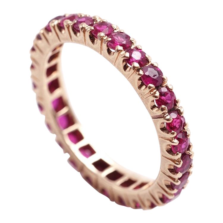 Eternity ruby wedding ring in 14 karat gold, band ring, wedding ring