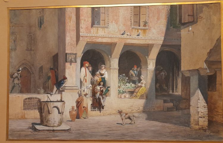 AZE Adolphe scène de rue à Venise 1879  gouache 