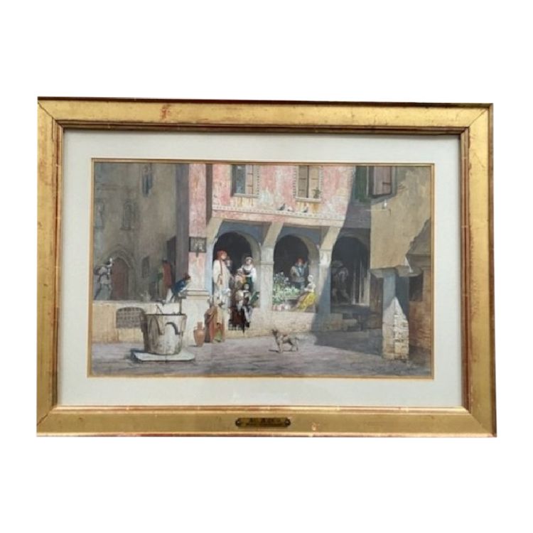 AZE Adolphe scène de rue à Venise 1879  gouache 