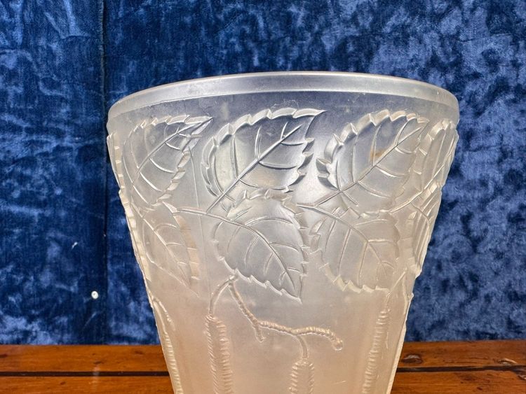 Art Nouveau vase in frosted pressed glass