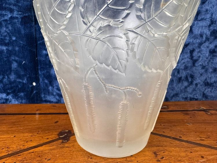 Art Nouveau vase in frosted pressed glass