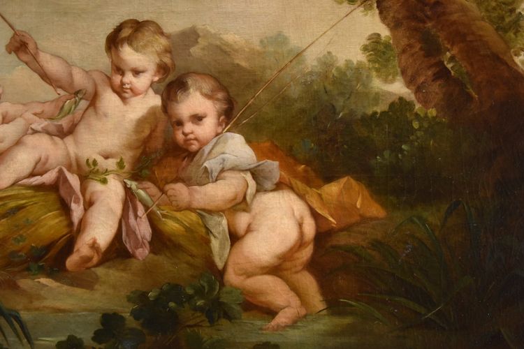 Putti As Fishermen, Francois Boucher (paris, 1703 - 1770) School Of 