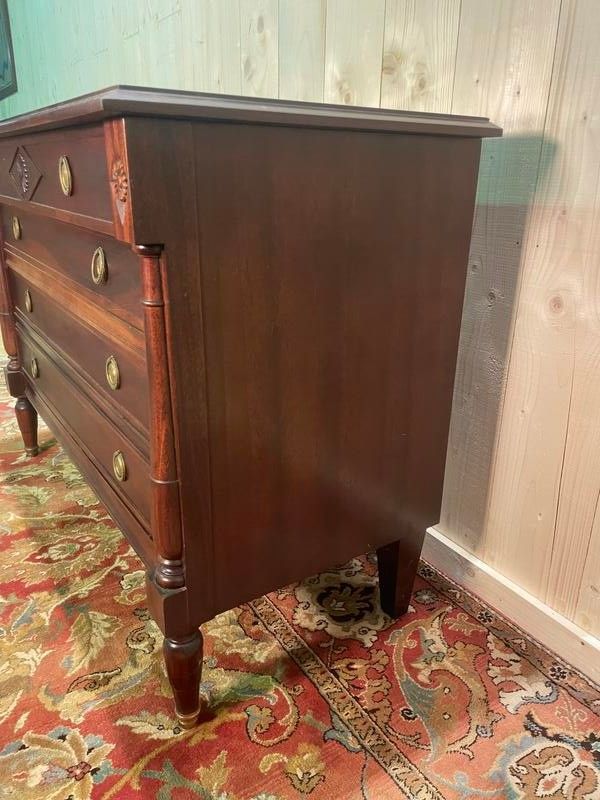 Empire style chest of drawers in solid mahogany