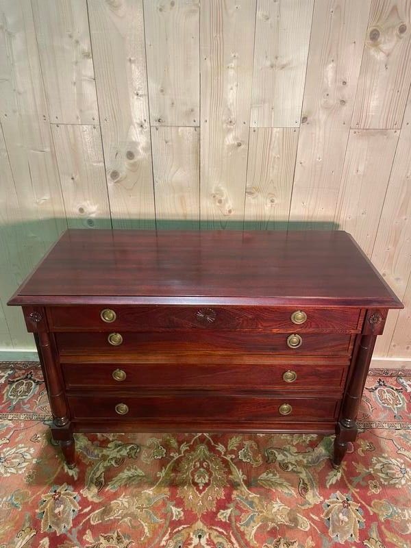 Empire style chest of drawers in solid mahogany