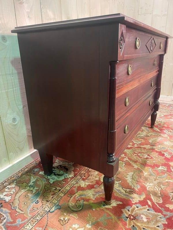 Empire style chest of drawers in solid mahogany