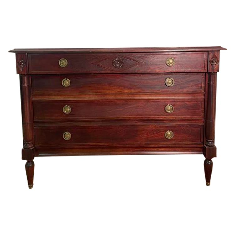 Empire style chest of drawers in solid mahogany