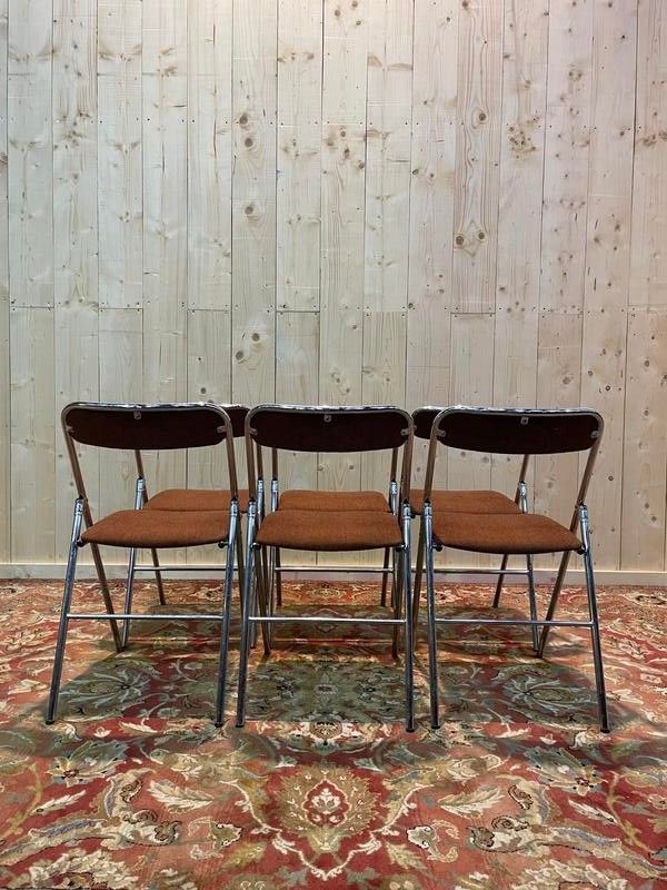 6 chrome folding chairs 1970