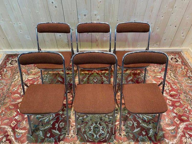 6 chrome folding chairs 1970