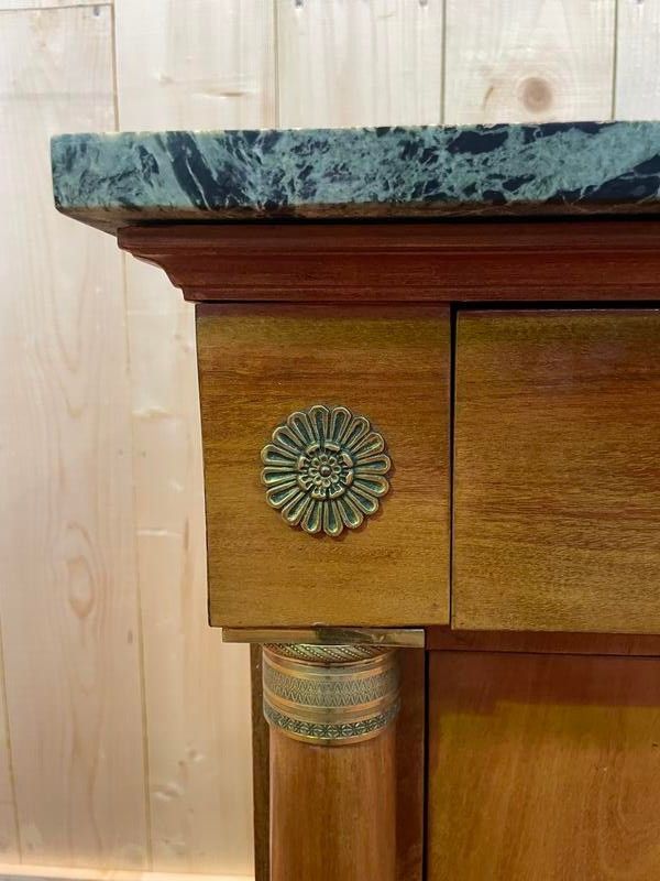 Empire style chest of drawers in green marble