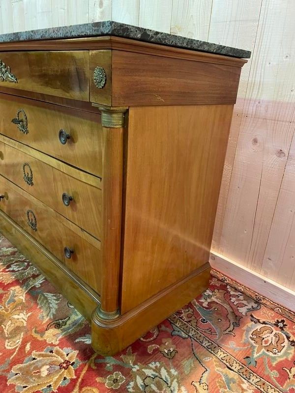 Empire style chest of drawers in green marble