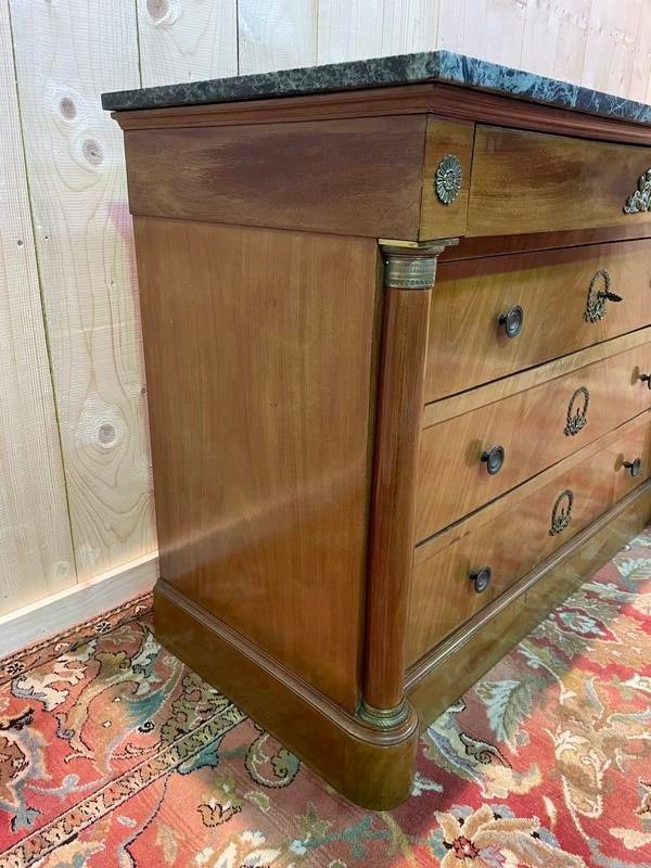 Empire style chest of drawers in green marble