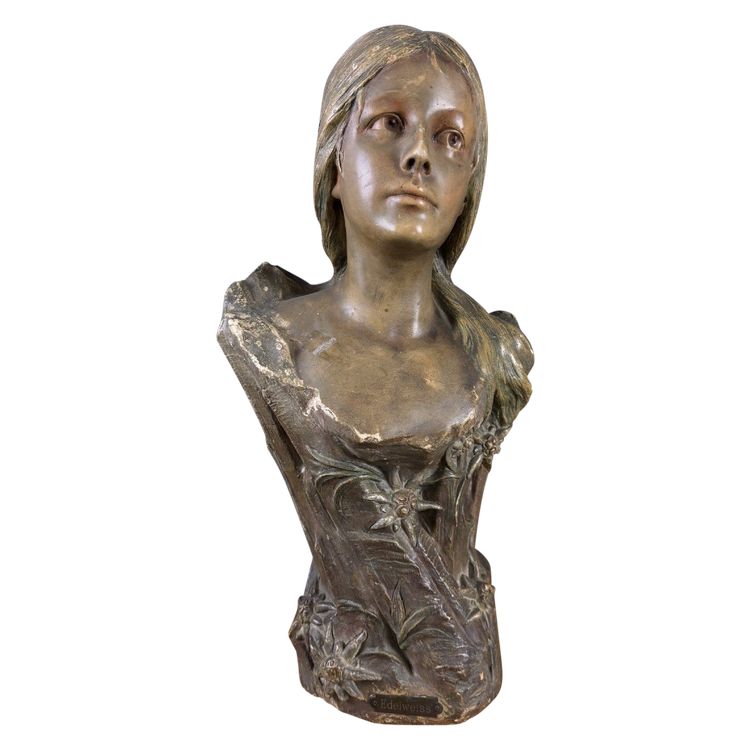 d'Après Villanis : Terracotta bust Art Nouveau period circa 1900 / H52cm