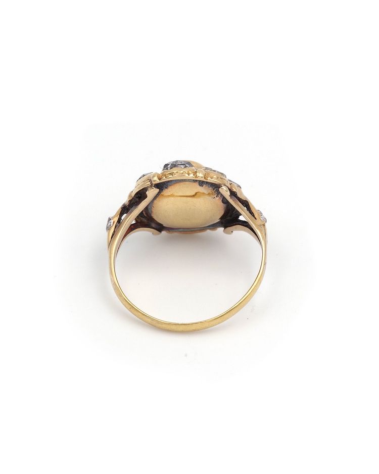 Iberian cluster Ring Diamonds 18th In 18 Karat Gold, Spanish Ring, 18th Century Jewelry