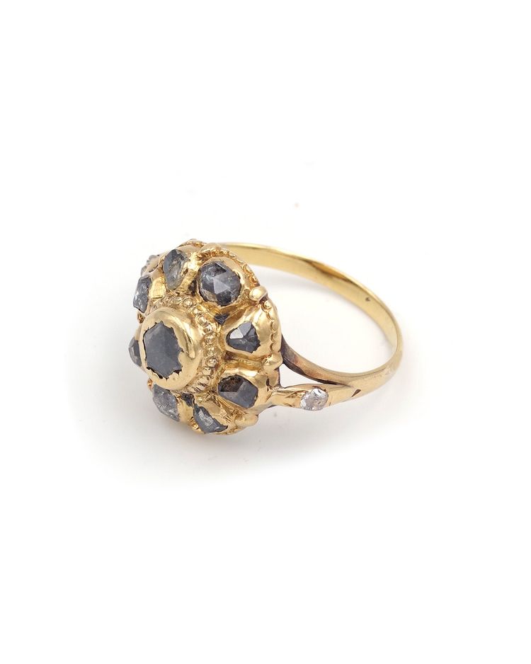 Iberian cluster Ring Diamonds 18th In 18 Karat Gold, Spanish Ring, 18th Century Jewelry