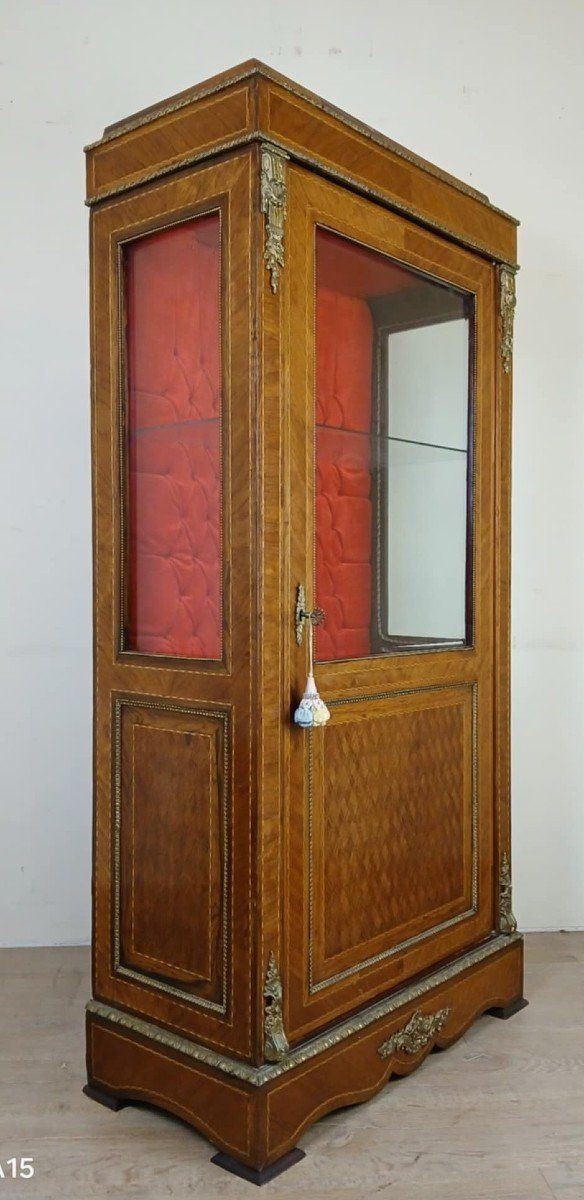 Louis XVI Style Marquetry Bookcase - Display Cabinet / Second Half of the 20th Century