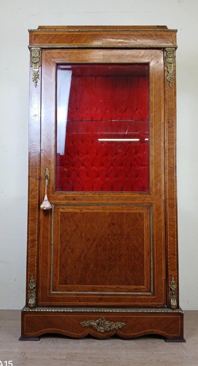 Louis XVI Style Marquetry Bookcase - Display Cabinet / Second Half of the 20th Century