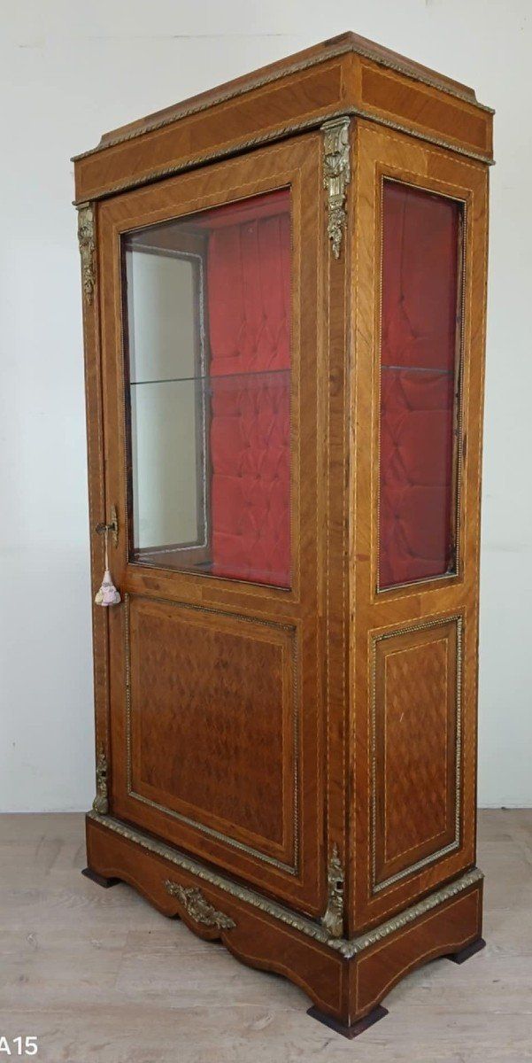 Louis XVI Style Marquetry Bookcase - Display Cabinet / Second Half of the 20th Century